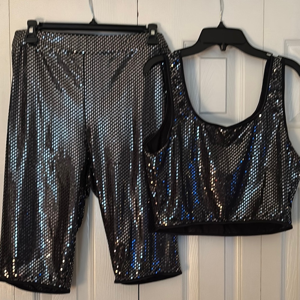 Iris Black and Silver Sequin Top